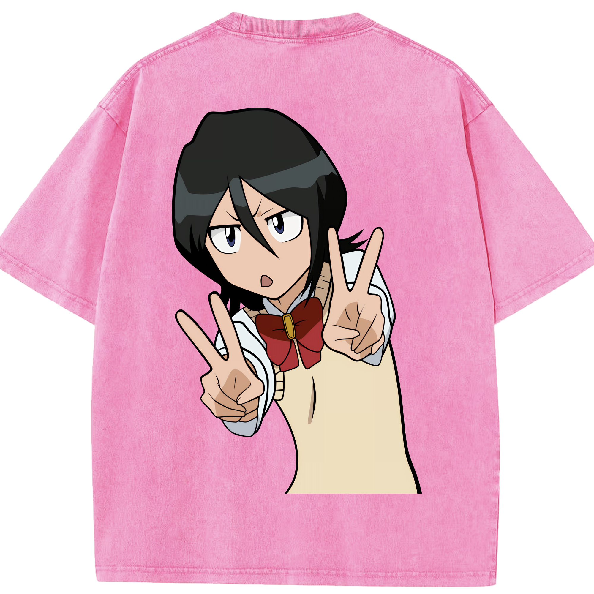 （画像用） ブリーチ 朽木ルキア BLEACH Kuchiki Rukia 綿100% ヴィンテージ風 半袖Tシャツ（背面プリント）